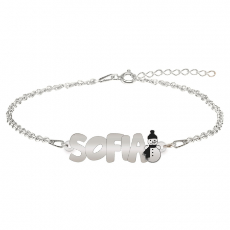 Bijuterii personalizate - Snowman - Bratara pentru copii din argint 925 personalizata cu nume