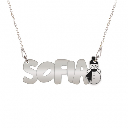 Lantisoare cu nume - Snowman - Colier pentru copii din argint 925 personalizat cu nume