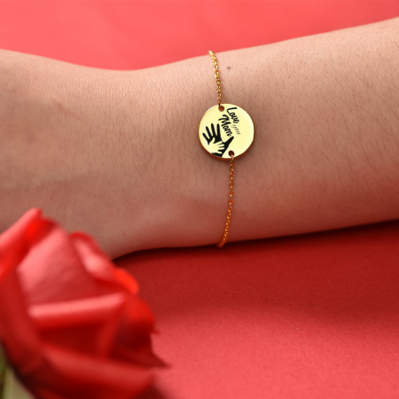 Sole - Bratara personalizata din argint 925 placat cu aur galben 24k "Love you Mom" [1]