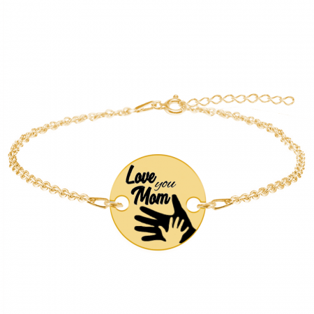Bratari personalizate - Sole - Bratara personalizata din argint 925 placat cu aur galben 24k "Love you Mom"