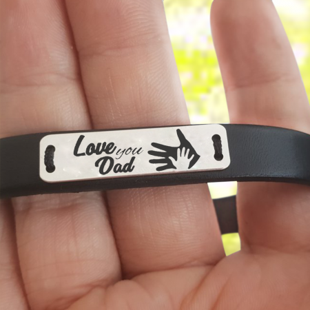 Sole - Bratara personalizata din piele cu tablita din argint 925 "Love you Dad" [1]