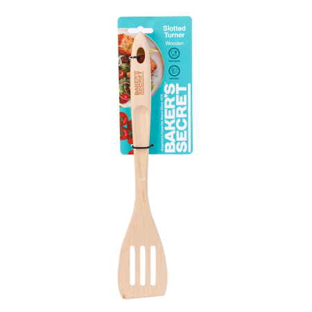 Casa si Gradina - Spatula bucatarie lemn fag cu fante Baker's Secret 33cm, ustensila gatit si amestecat din lemn natur