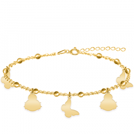 Bijuterii din argint placate cu aur 24K - Bratara tip salba cu buburuze si fluturasi - Argint 925 placat cu aur 24K