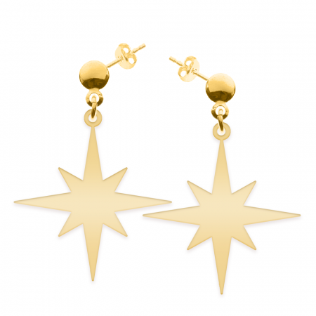 Cercei personalizati - Cercei steluta cu tija - argint 925 placat cu aur 24K