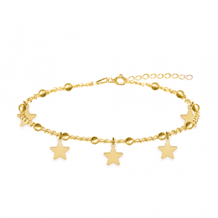 Bratari pentru picior - Star Love - Bratara tip salba pentru picior cu stelute din argint 925 placat cu aur galben 24K