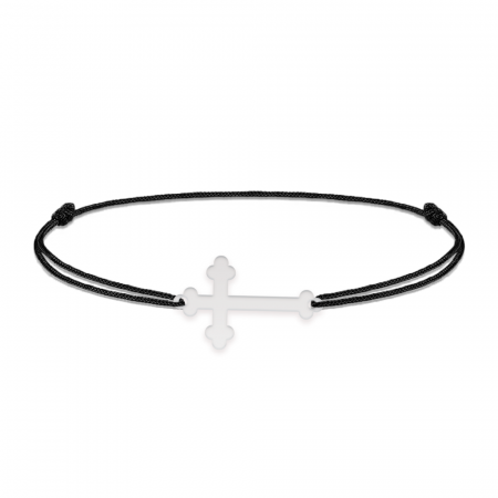Bratara personalizata cu snur si cruciulita - argint 925 [2]