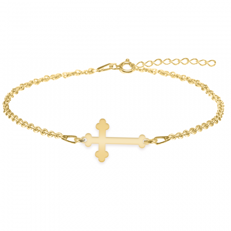 Bratara cu cruce personalizata - argint 925 placat cu aur 24K [3]