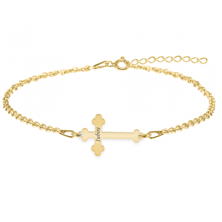 Cruciulite - Bratara cu cruce personalizata - argint 925 placat cu aur 24K