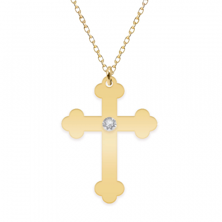 Stavros - Colier personalizat argint 925 placat cu aur galben 24K- cruce [1]