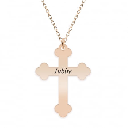 Cruciulite - Stavros - Colier personalizat argint 925 placat cu aur roz - cruce