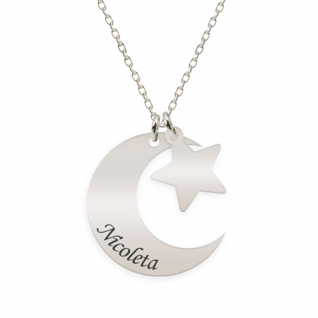Lantisoare si coliere din argint - Stella - Colier din argint 925 personalizat - Semiluna si Stea