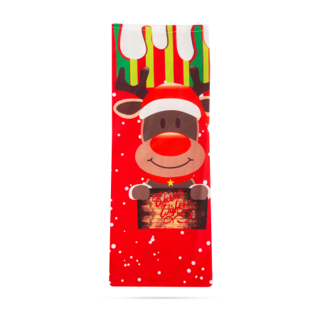 Sticlă de băutură de Crăciun cu panglică - ren - poliester - 32 x 12,5 cm [1]