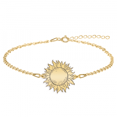 Bijuterii personalizate - Sun - Bratara personalizata cu soare din argint 925 placat cu aur galben 24K
