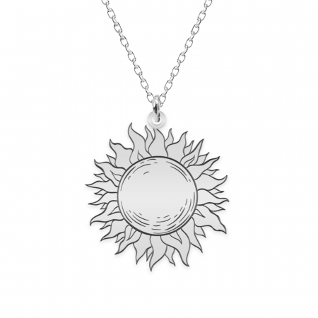 Lantisoare cu text personalizat din argint - Sun - Colier personalizat soare din argint 925