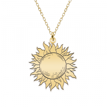 Bijuterii placate cu aur - Sun - Colier personalizat soare din argint 925 placat cu aur galben 24K