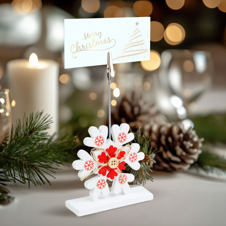 Casa si Gradina - Suport etichete masă Crăciun - cu cleme - cristal de gheață - 8,8 x 8,8 cm