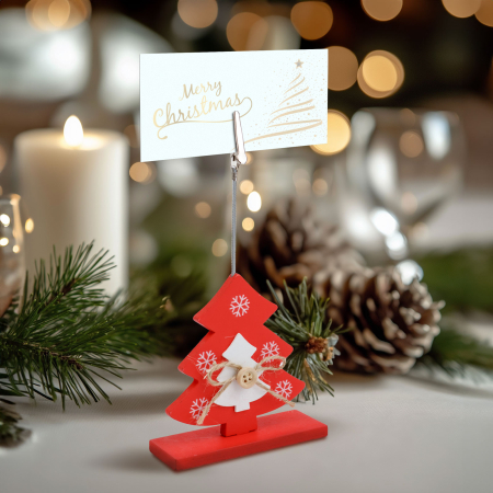 Casa si Gradina - Suport etichete masă Crăciun - cu cleme - lemn de pin - 8,5 x 12 cm