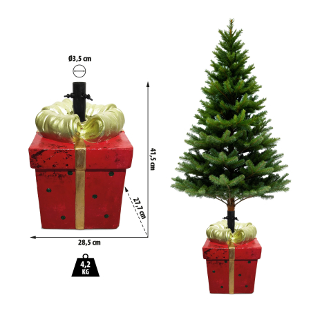 Suport pentru brad de Crăciun - cutie cadou - piatră artificială - 28,5 x 27,7 x 41,5 cm [2]