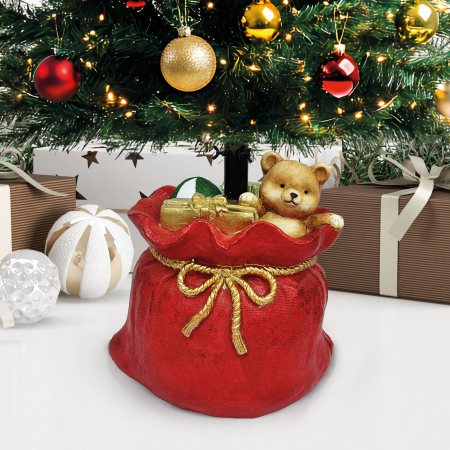 Casa si Gradina - Suport pentru brad de Crăciun - Sac de Moș Crăciun - Piatră artificială - 41,5 x 31 x 42,5 cm