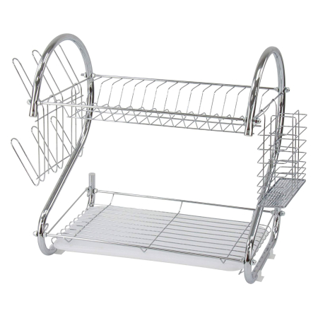 Casa si Gradina - Suport pentru Uscat Vase din Metal cu Tavă de Scurgere, 49 × 37 × 26 cm