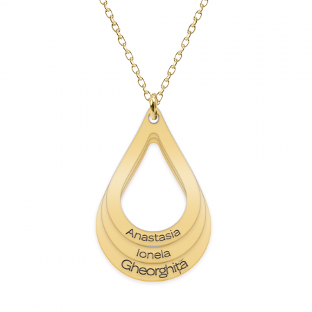 Bijuterii din argint placate cu aur 24K - Suze - Colier personalizat lacrimi si nume din argint 925 placat cu aur roz