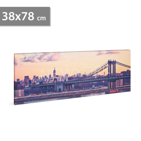 Articole de Sezon, Sarbatori si Evenimente - Tablou decorativ cu LED - "New York" -  2 x AA, 38 x 78 cm