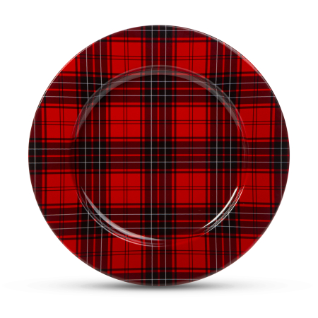 Articole de Sezon, Sarbatori si Evenimente - Tava de Craciun - metal - carouri - 33 cm