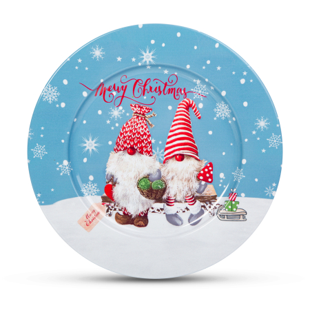 Articole de Sezon, Sarbatori si Evenimente - Tava de Craciun - metal - elf - 33 cm