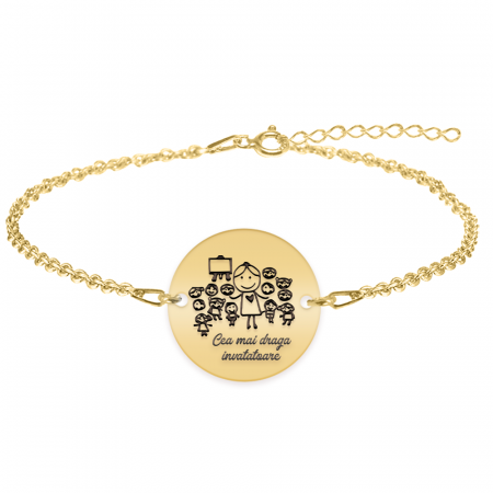 Bratari personalizate - Teacher - Bratara personalizata educatoare/invatatoare din argint 925 placat cu aur galben 24K