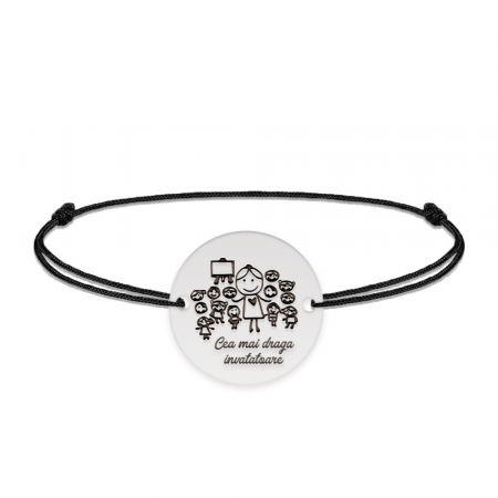 Bijuterii personalizate - Teacher - Bratara personalizata snur educatoare/invatatoare din argint 925