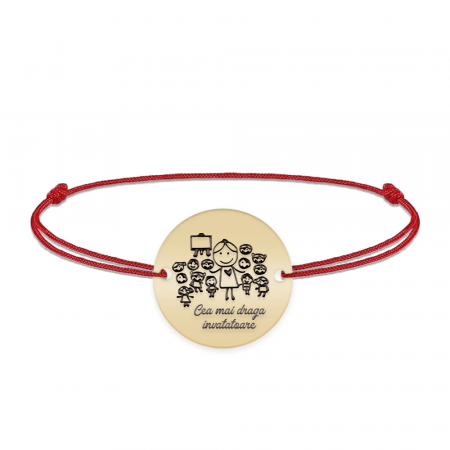 Bijuterii din aur - Bratara personalizata snur educatoare/invatatoare din Aur 14 karate - 0,51 grame,12 mm