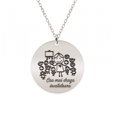 Lantisoare cu text personalizat din argint - Teacher - Colier personalizat educatoare/invatatoare din argint 925