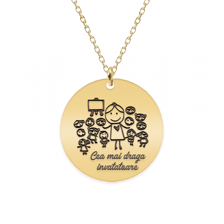 Teacher - Colier personalizat educatoare/invatatoare din argint 925 placat cu aur galben 24K [1]