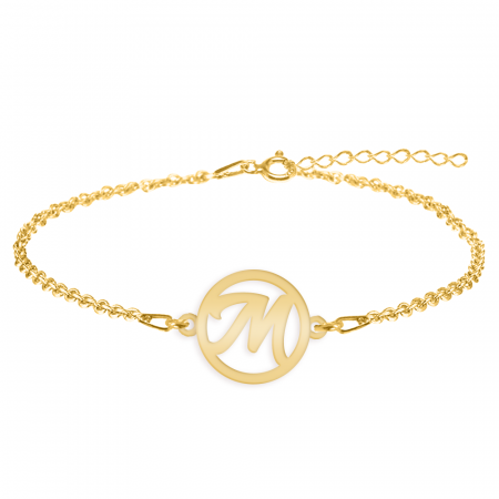 Bijuterii din argint placate cu aur 24K - Bratara personalizata cu litera decupata - argint 925 placat cu aur 24K