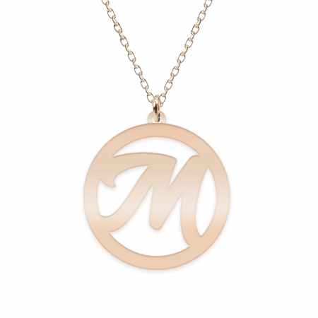 Bijuterii din argint placate cu aur 24K - Lantisor personalizat cu litera decupata - argint 925 placat cu aur roz