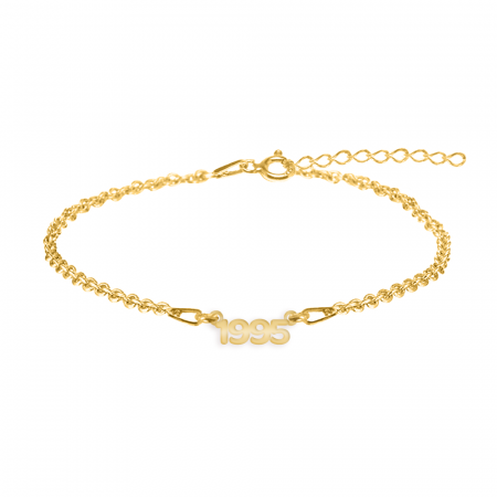 Bratari pentru picior - Time - Bratara personalizata cu an pentru picior din argint 925 placat cu aur galben 24K