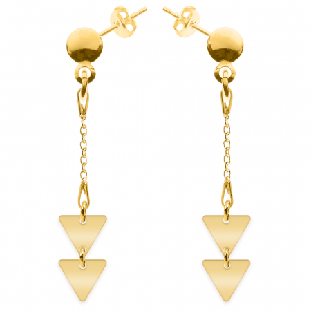 Cercei personalizati - Triangle - Cercei personalizati doua triunghiuri cu tija din argint 925 placat cu aur galben 24K