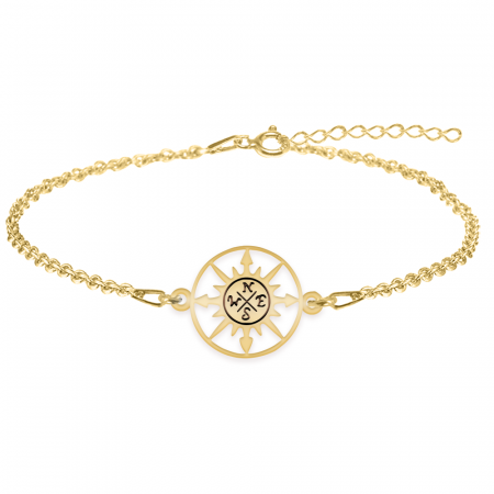 Bratari personalizate - Trip - Bratara personalizata busola din argint 925 placat cu aur galben 24K