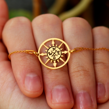 Trip - Bratara personalizata busola din argint 925 placat cu aur galben 24K [2]