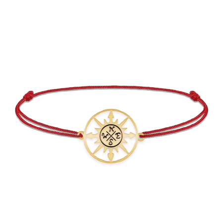 Bratari personalizate - Trip - Bratara personalizata snur busola din argint 925 placat cu aur galben 24K