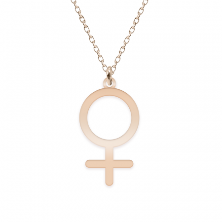 Bijuterii din argint placate cu aur 24K - Woman - Colier personalizat simbol femeie din argint 925 placat cu aur roz