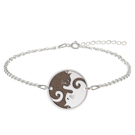 Pisici - Yin&Yang - Bratara personalizata cu doua pisici din argint 925