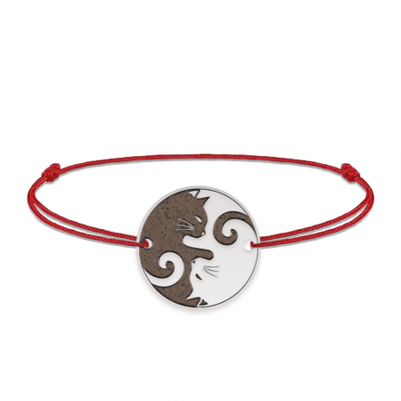 Yin&Yang - Bratara personalizata snur cu doua pisici din argint 925 [1]