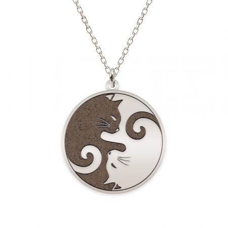 Pisici - Yin&Yang - Colier personalizat cu doua pisici din argint 925