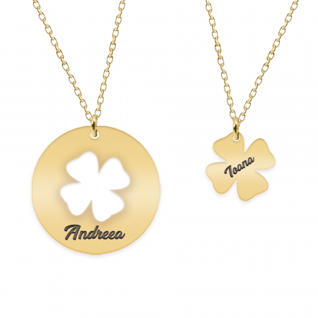 Seturi - Yonka - Set coliere personalizate cu trifoi din argint 925 placat cu aur galben 24K