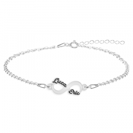 Bratari personalizate - Bratara personalizata infinit si doua nume nume din argint 925