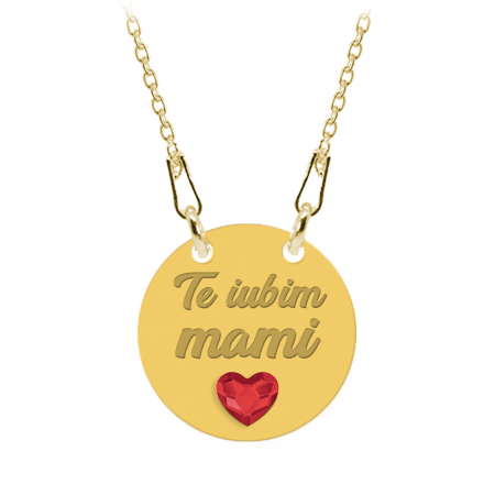 Bijuterii placate cu aur - Zimea - Colier personalizat din argint placat cu aur galben 24K si cristal - Banut