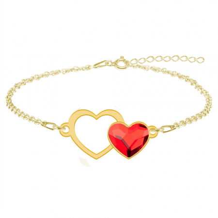 Bratari personalizate - Zorana - Bratara personalizata din argint placata cu aur galben 24K si cristal - Inimioara