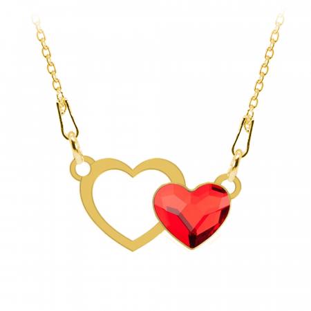 Bijuterii placate cu aur - Zorana - Colier personalizat din argint 925 placat cu aur galben 24K si cristal - Inimioara