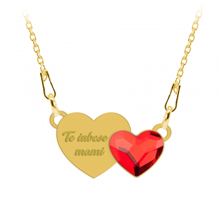 Zorana - Colier personalizat din argint 925 placat cu aur galben 24K si cristal - Inimioara [3]
